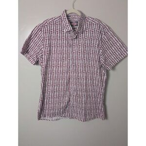 SOUL OF LONDON Men's Size L Button Down Shirt Citrus Print White Red